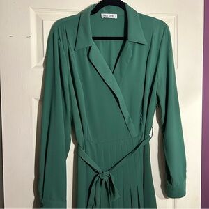 Green Faux Wrap Dress